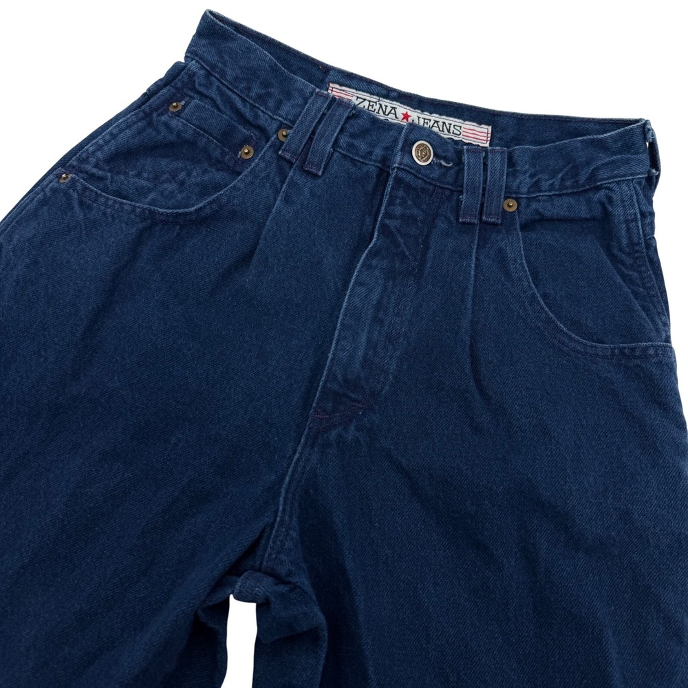 Zena Jeans Denim‎ Pants Women 26 Dark Blue High Rise Pleated Tapered Vintage 90s